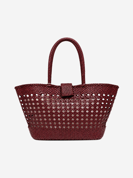 Burgundy Lucine leather woven tote bag product image