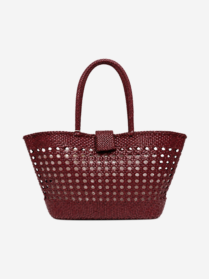 Burgundy Lucine leather woven tote bag Tote Bags Dragon Diffusion x Rixo 