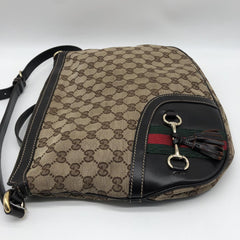 Brown GG canvas Horsebit Tassel Messenger bag