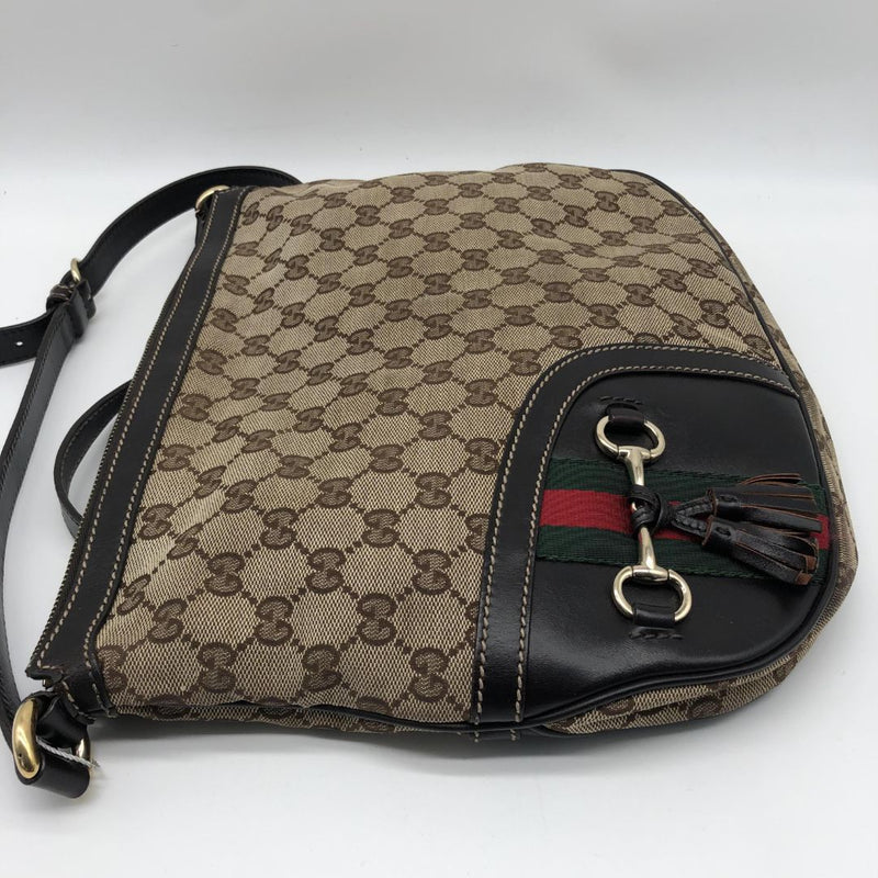 Brown GG canvas Horsebit Tassel Messenger bag