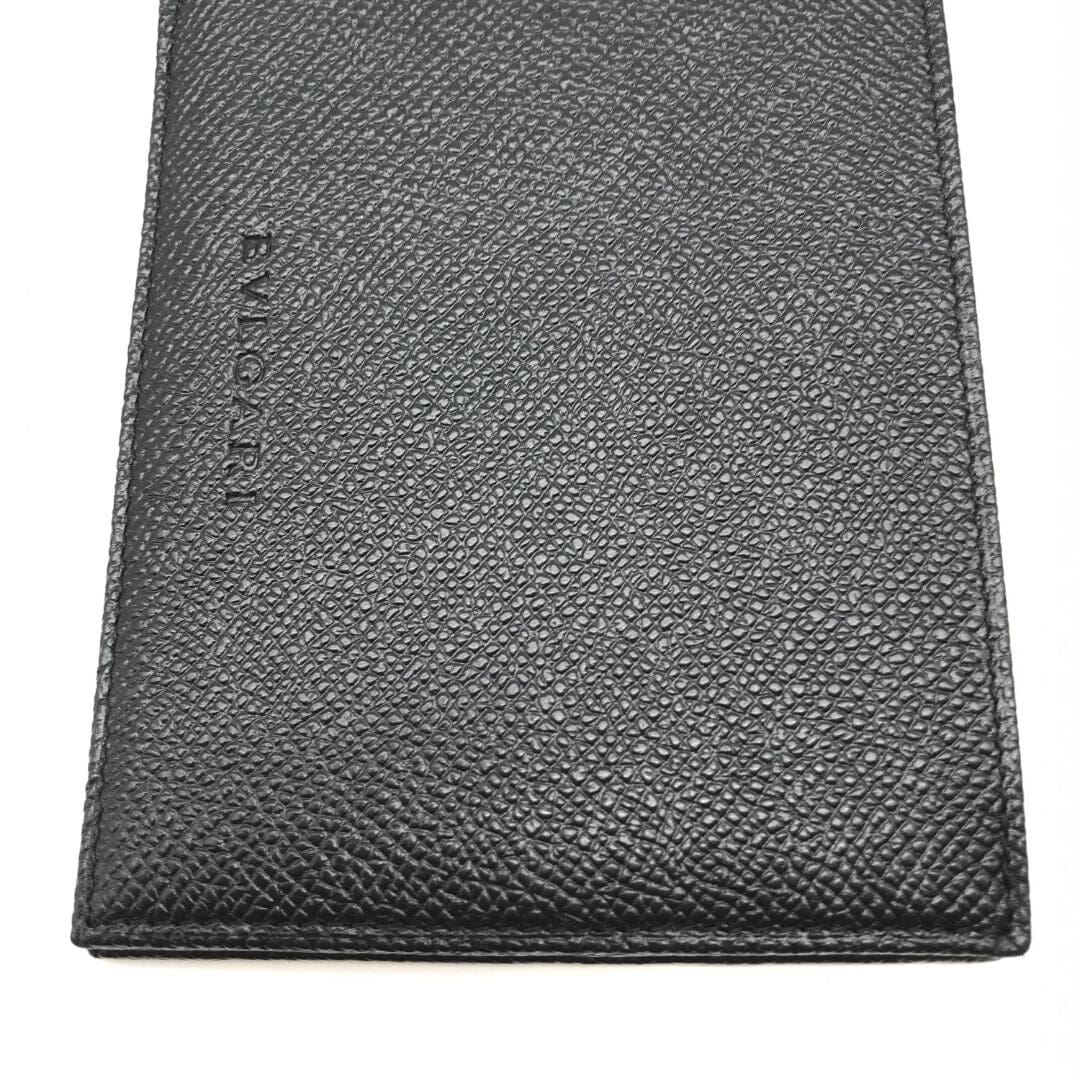 Black grained leather 2 folds wallet Wallets, Purses & Small Leather Goods Bvlgari 