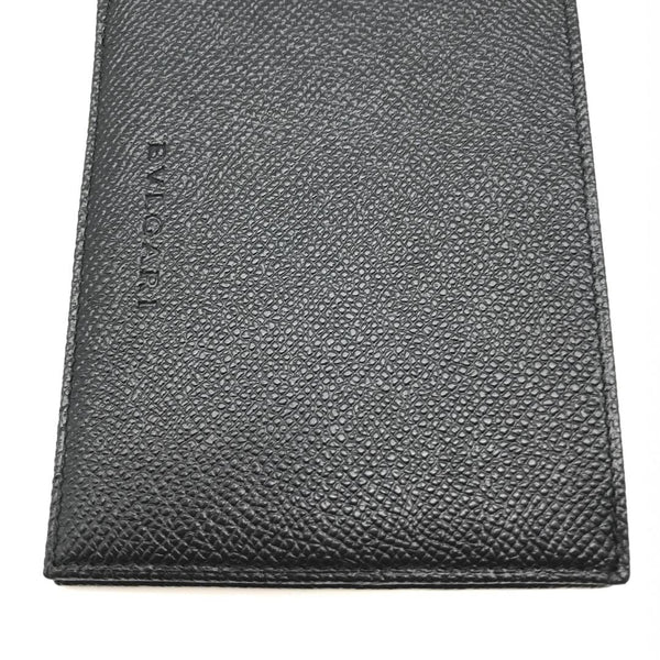 Black grained leather 2 folds wallet alternate image