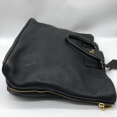 Black Vitello Daino leather Shopping tote bag