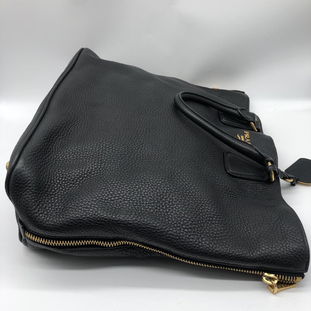 Black Vitello Daino leather Shopping tote bag