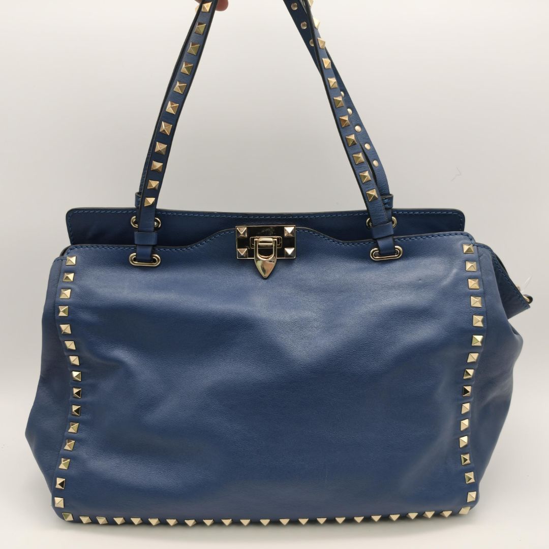 Blue Rockstud leather shoulder bag