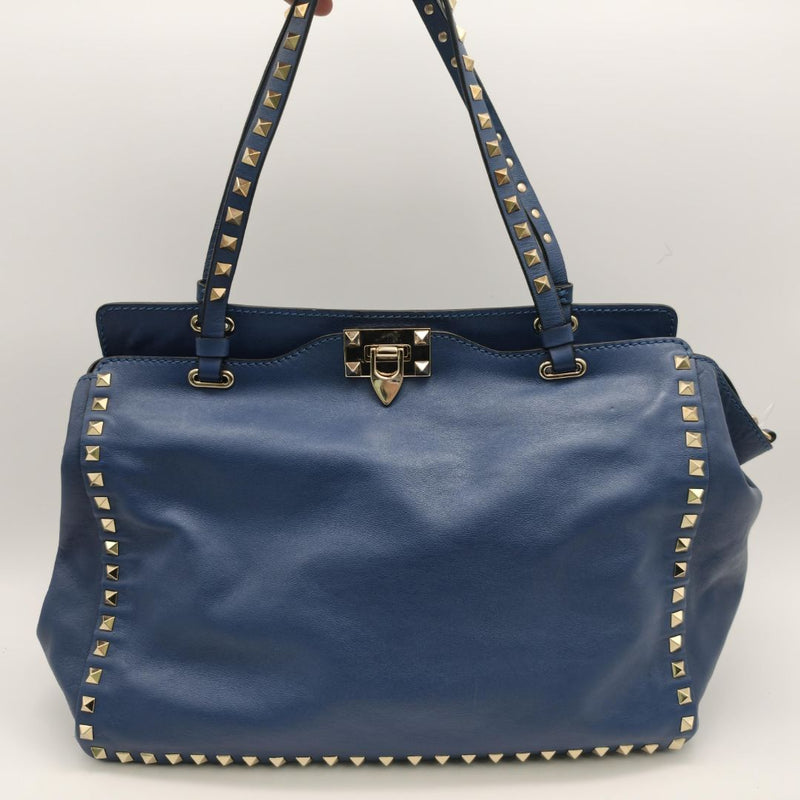 Blue Rockstud leather shoulder bag