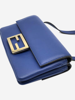 Blue Duo Baguette leather shoulder bag