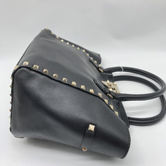 Black Rockstud leather tote bag