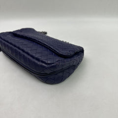 Blue Intrecciato leather crossbody pouch bag