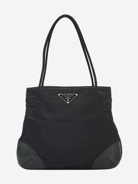 Black nylon tote bag product image