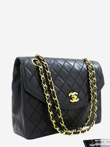 Chanel Black vintage 1986 lambskin medium Half Moon bag