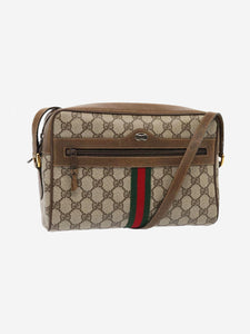 Gucci Brown GG Supreme Web Sherry Line Shoulder Bag