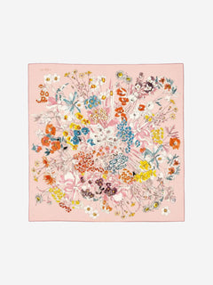 Pink floral silk twill scarf Scarves Gucci 