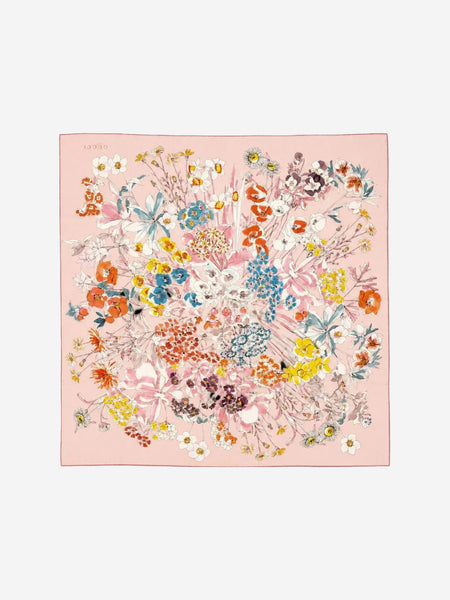 Pink floral silk twill scarf product image