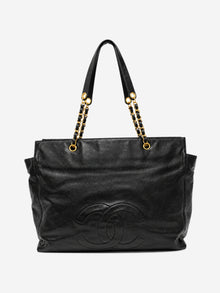 Black vintage 1996 Coco Mark caviar chain tote bag Tote Bags Chanel 