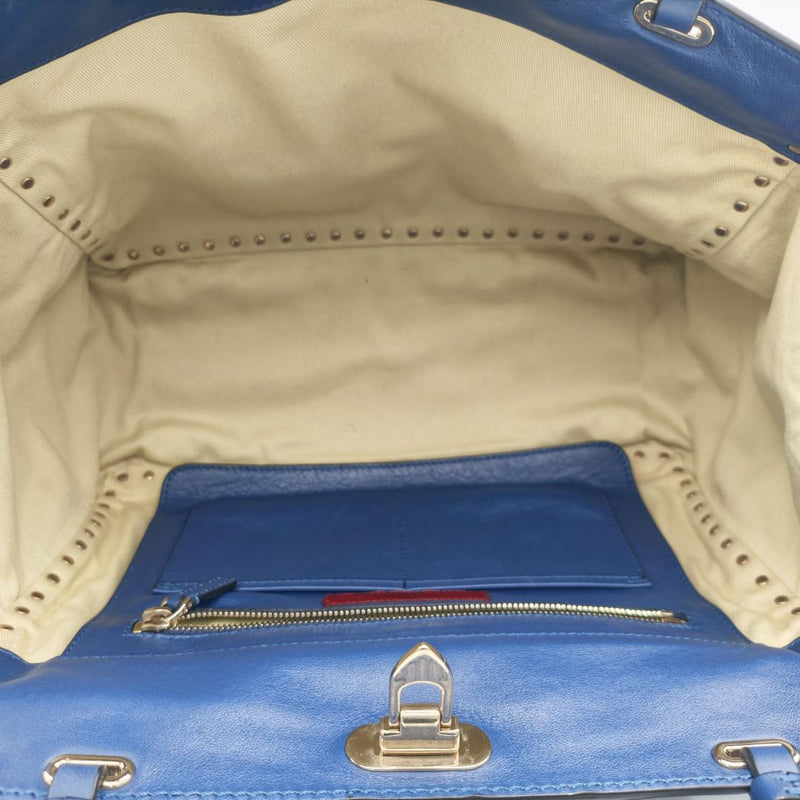 Blue Rockstud leather shoulder bag