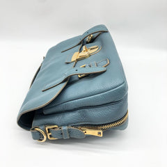 Blue Vitello Daino Flap-Lock Messenger bag