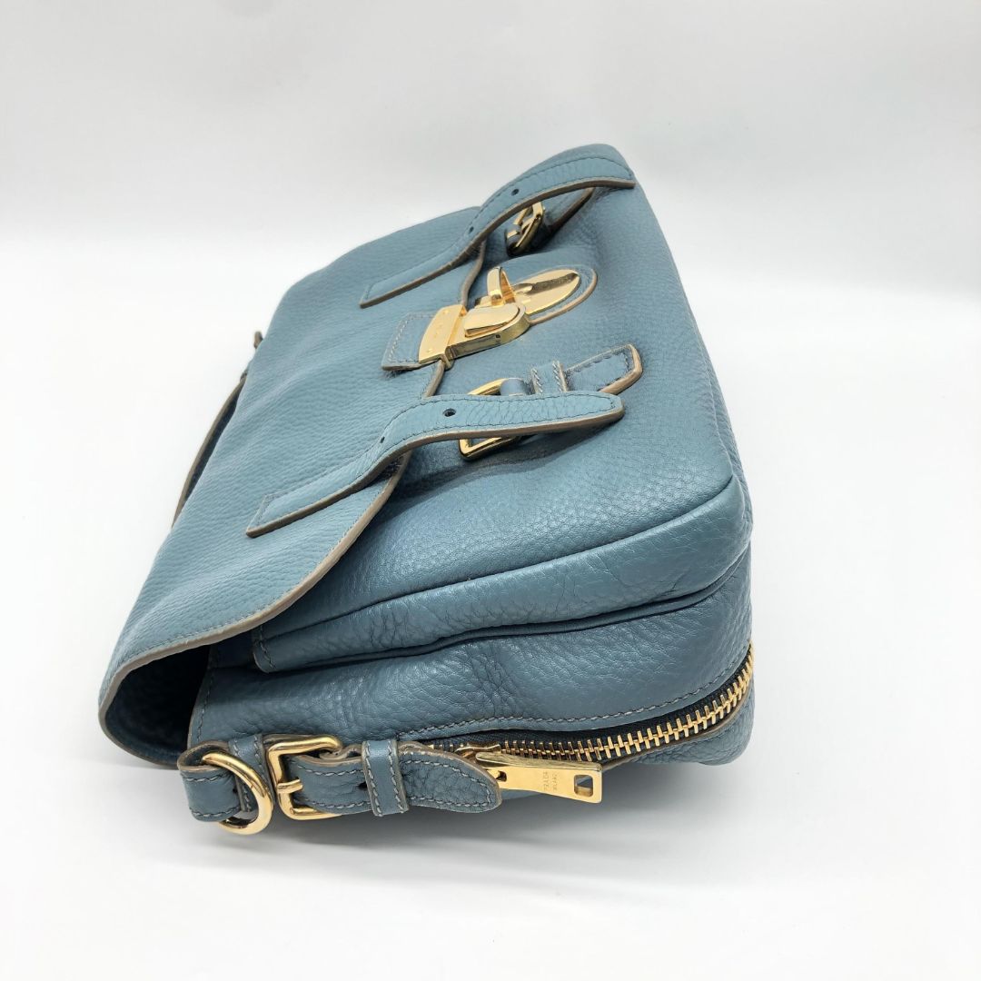 Blue Vitello Daino Flap-Lock Messenger bag