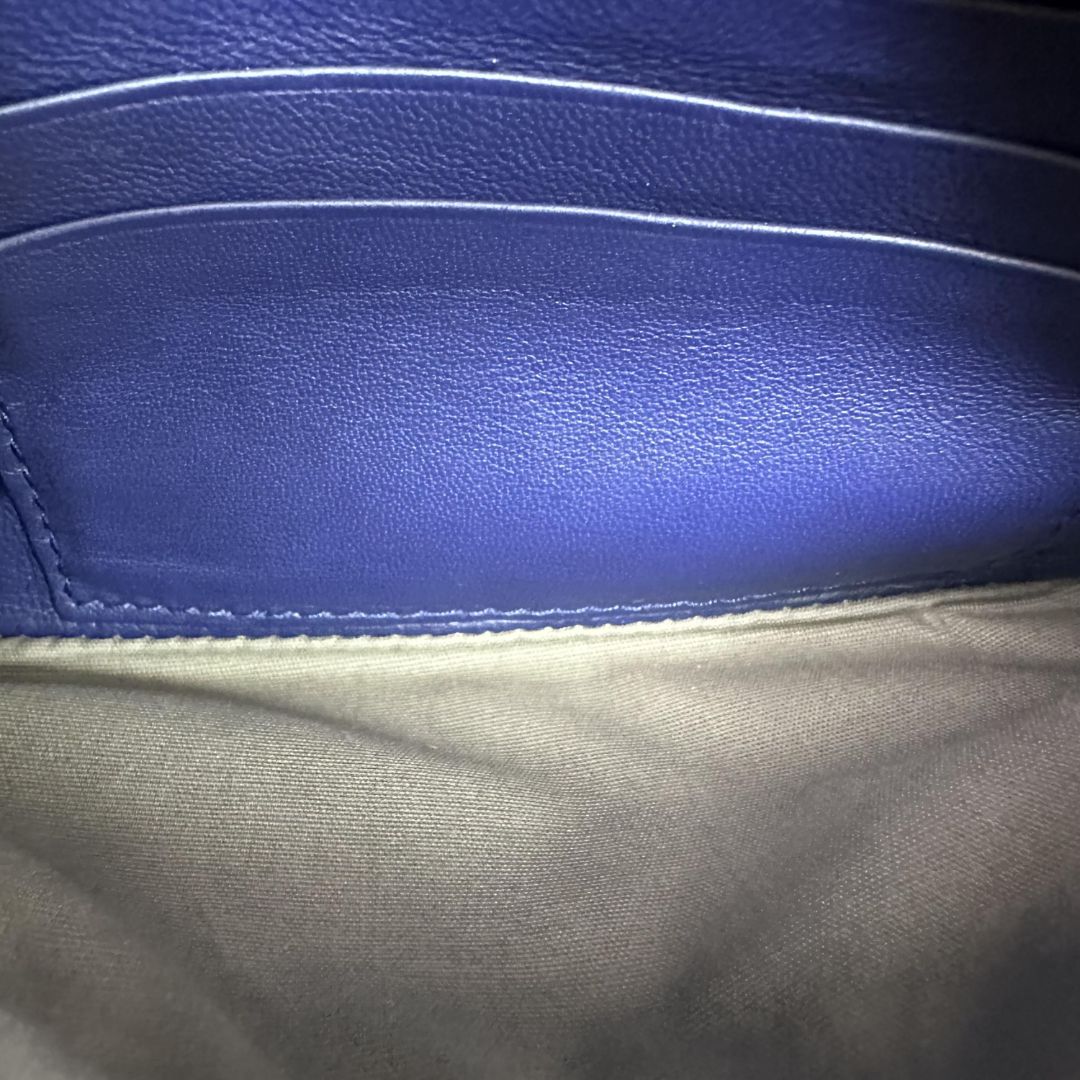 Blue Intrecciato leather crossbody pouch bag