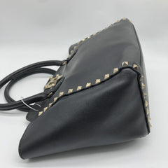 Black Rockstud leather tote bag