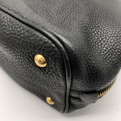 Black Vitello Daino leather Shopping tote bag