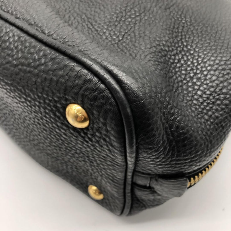 Black Vitello Daino leather Shopping tote bag