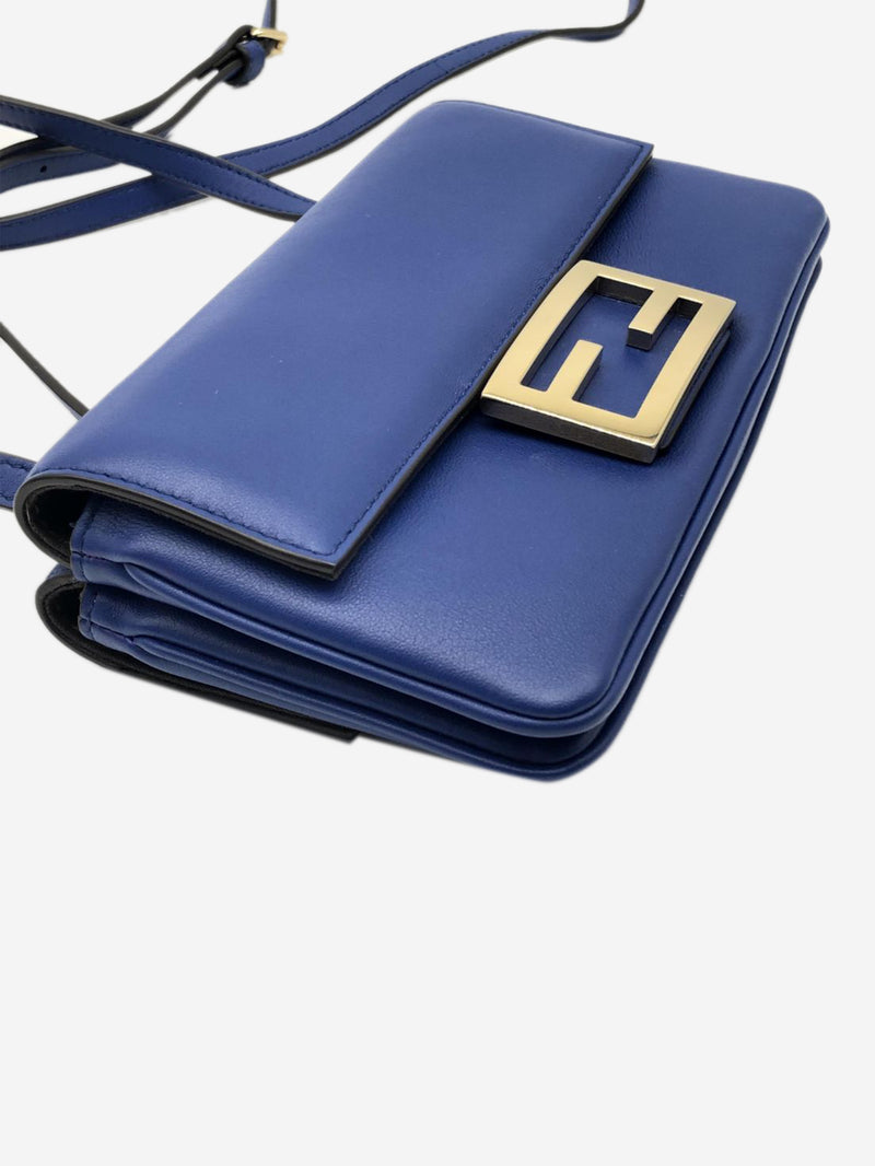 Blue Duo Baguette leather shoulder bag