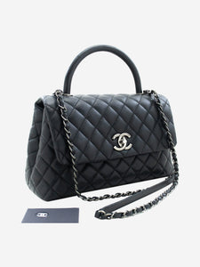 Chanel Black 2016 quilted caviar leather 2way bag