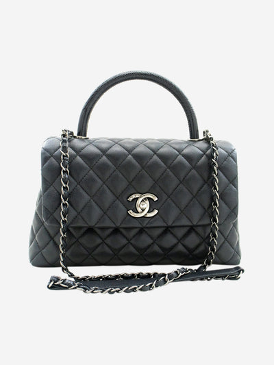 Black 2016 quilted caviar leather 2way bag Top Handle Bags Chanel 