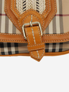 Burberry Burberry Brown BURBERRY Nova Check Shoulder Bag PVC Leather Beige Gold Yellow Brown Auth 95338 - size