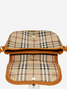 Burberry Burberry Brown BURBERRY Nova Check Shoulder Bag PVC Leather Beige Gold Yellow Brown Auth 95338 - size