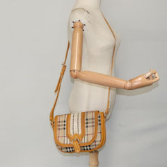 Burberry Brown BURBERRY Nova Check Shoulder Bag PVC Leather Beige Gold Yellow Brown Auth 95338 - size Burberry 