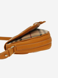 Burberry Burberry Brown BURBERRY Nova Check Shoulder Bag PVC Leather Beige Gold Yellow Brown Auth 95338 - size
