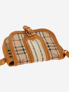 Burberry Burberry Brown BURBERRY Nova Check Shoulder Bag PVC Leather Beige Gold Yellow Brown Auth 95338 - size