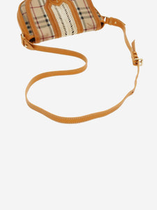 Burberry Burberry Brown BURBERRY Nova Check Shoulder Bag PVC Leather Beige Gold Yellow Brown Auth 95338 - size