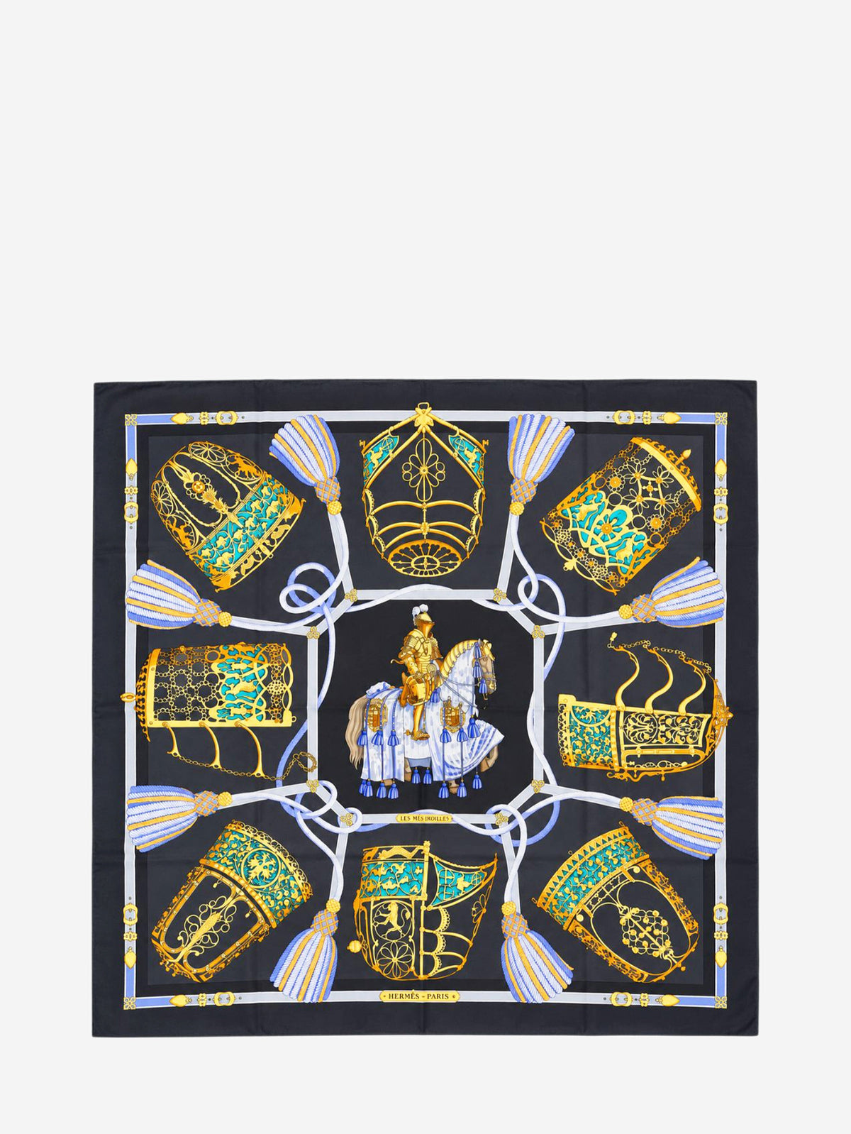 Grey Carré 90 Les Muserolles silk scarf Scarves Hermes 