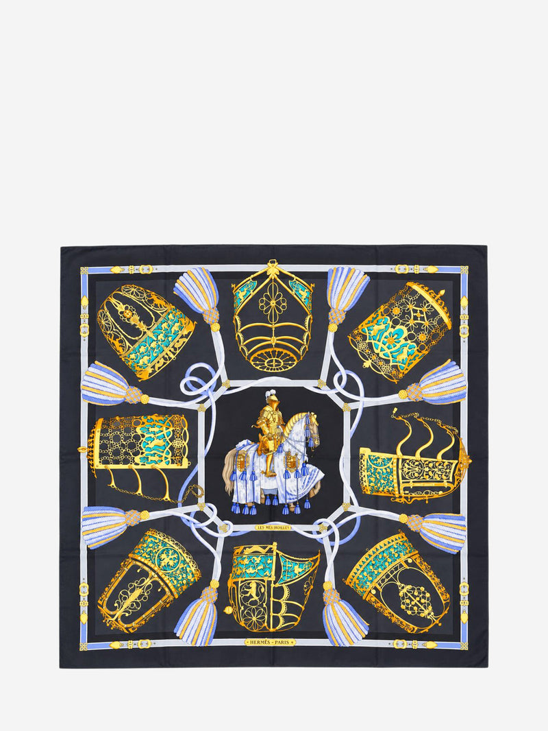 Grey Carré 90 Les Muserolles silk scarf Scarves Hermes 
