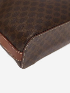 Celine CELINE Macadam Canvas Hand Bag PVC Leather Brown Gold Auth 98397