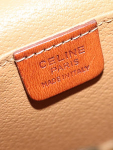 Celine CELINE Macadam Canvas Hand Bag PVC Leather Brown Gold Auth 98397