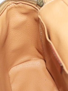Celine CELINE Macadam Canvas Hand Bag PVC Leather Brown Gold Auth 98397
