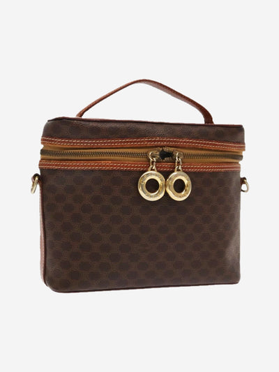 CELINE Macadam Canvas Hand Bag PVC Leather Brown Gold Auth 98397 Celine 