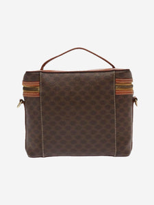Celine CELINE Macadam Canvas Hand Bag PVC Leather Brown Gold Auth 98397