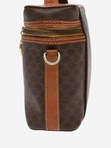 Celine CELINE Macadam Canvas Hand Bag PVC Leather Brown Gold Auth 98397