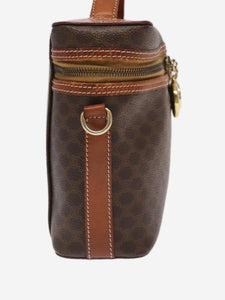 Celine CELINE Macadam Canvas Hand Bag PVC Leather Brown Gold Auth 98397