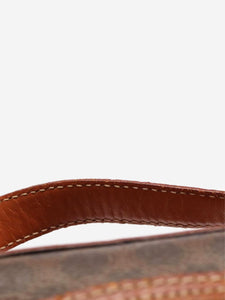 Celine CELINE Macadam Canvas Hand Bag PVC Leather Brown Gold Auth 98397