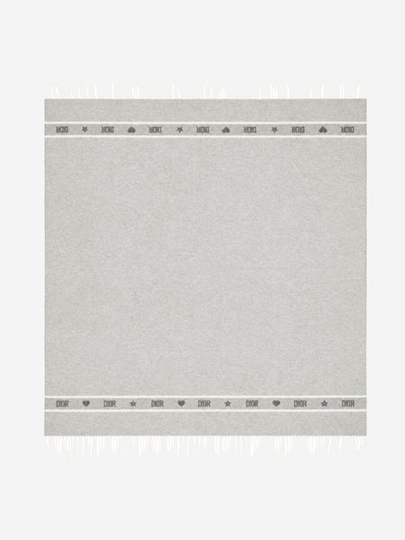Grey fringed wool scarf product image