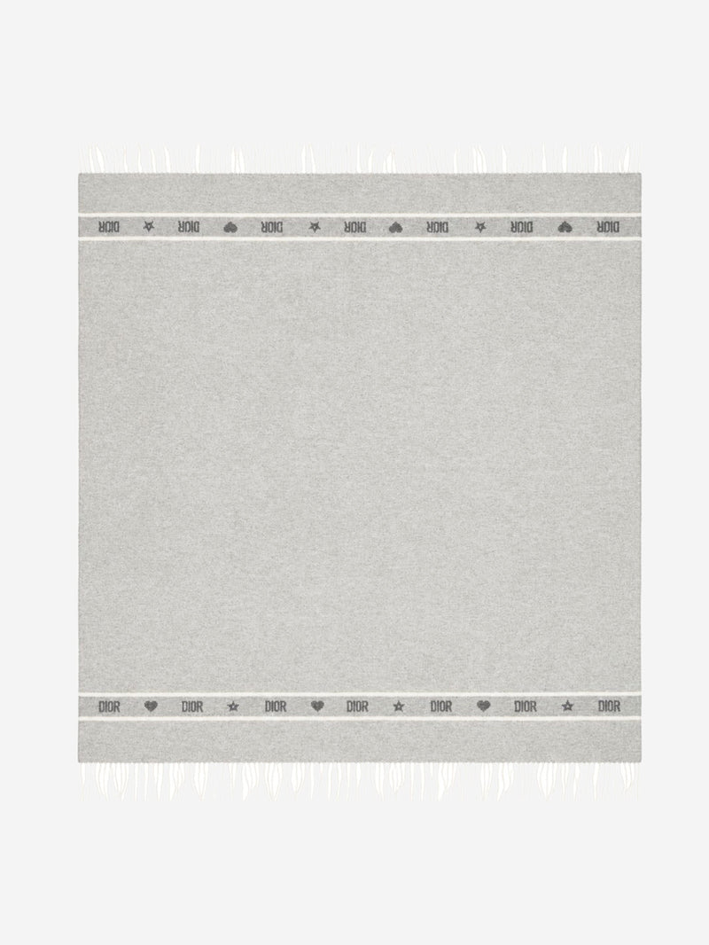 Grey fringed wool scarf Scarves Dior 