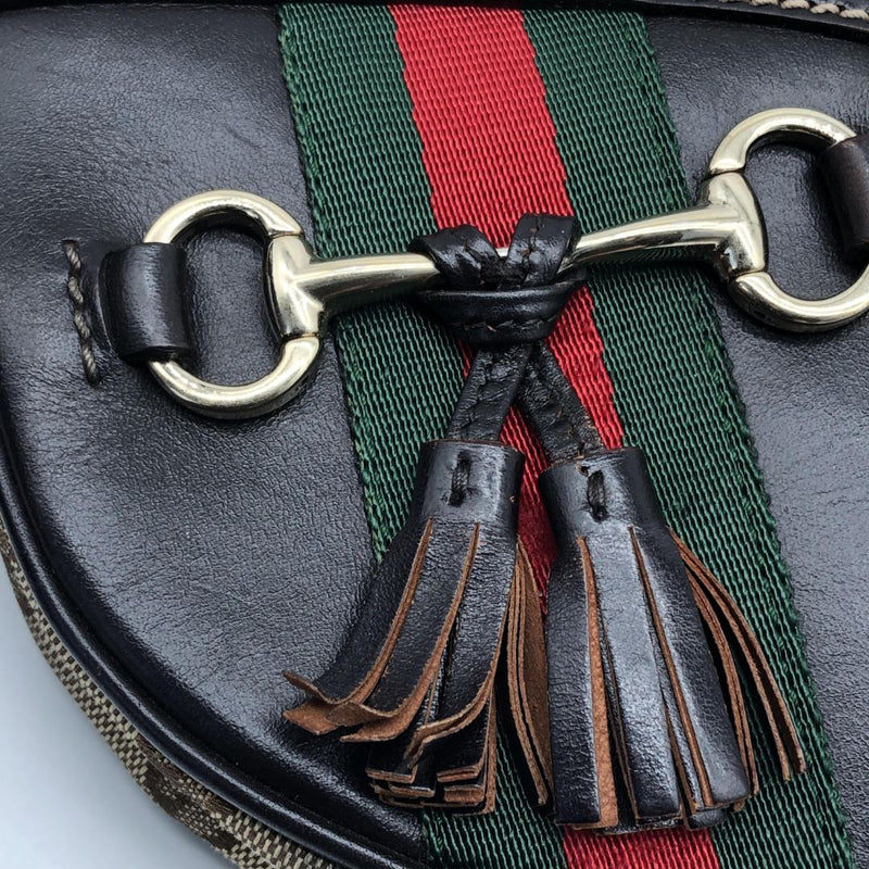 Brown GG canvas Horsebit Tassel Messenger bag