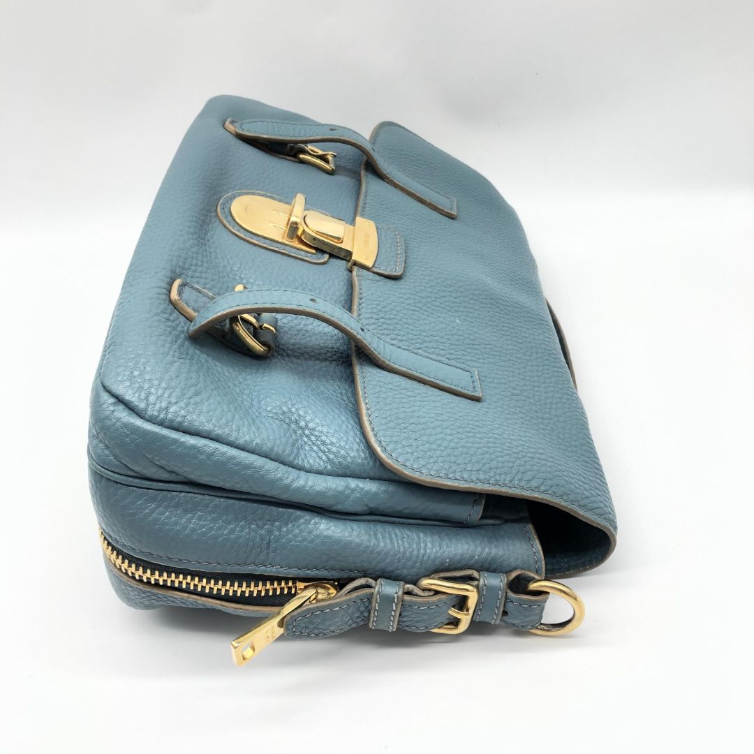 Blue Vitello Daino Flap-Lock Messenger bag