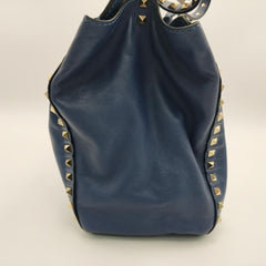 Blue Rockstud leather shoulder bag